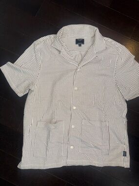 Todd Snyder Short-Sleeve Striped Button-Down Shirt - Brown & White